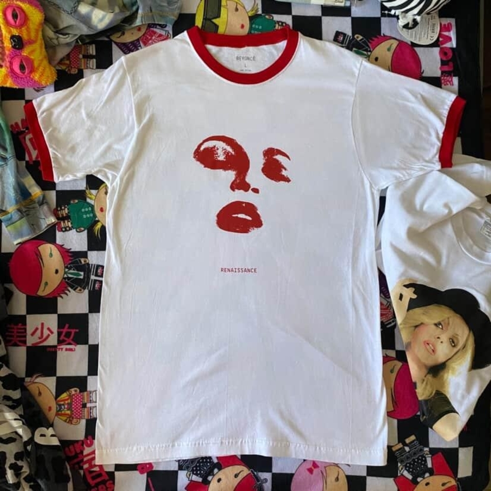 Beyonce Renaissance White and Red Graphic Merch Ringer Tee